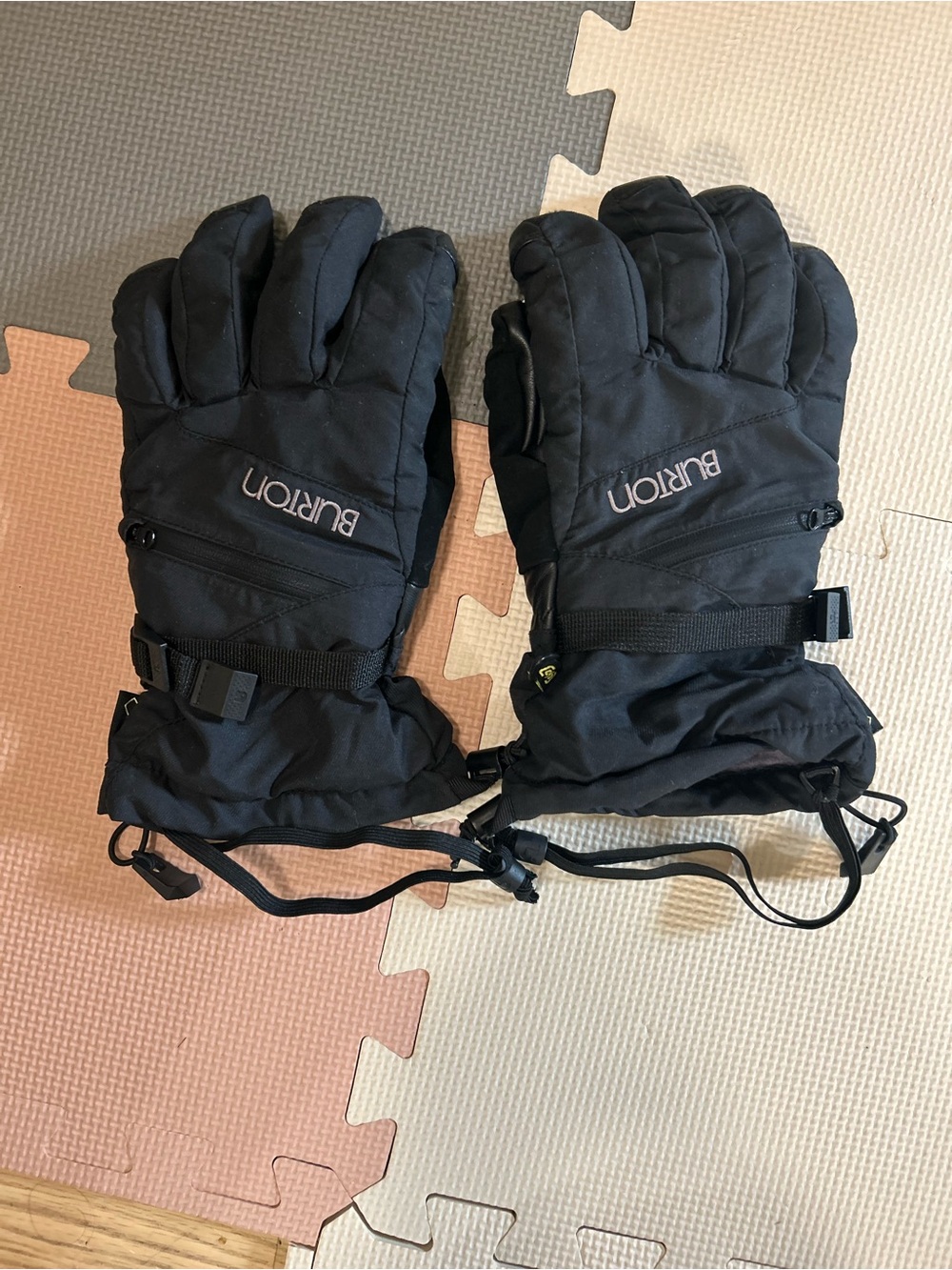 Burton Black Winter Ski Gloves with Adjustable Wrist Straps